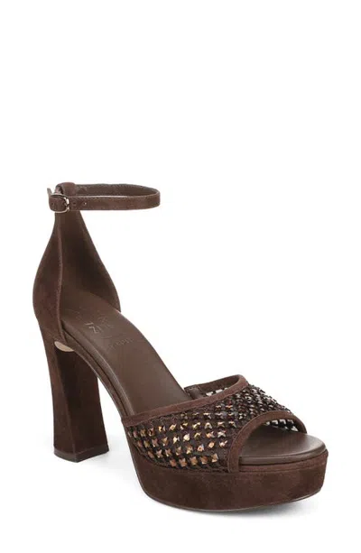 27 Edit Naturalizer Delphie Crystal Embellished Platform Sandal In Chocolate Suede
