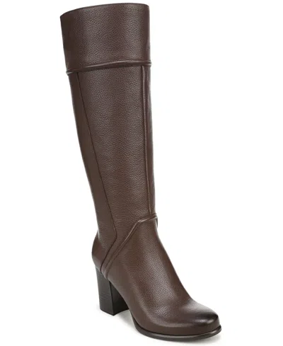 27 Edit Naturalizer Lexa Knee High Wide Calf Block Heel Boots In Chocolate Brown Leather