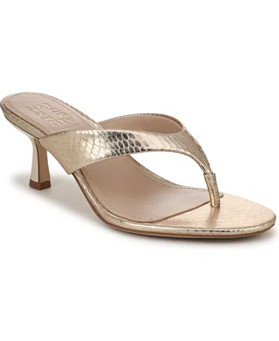 27 Edit Naturalizer Naturalizer Women's Tressa Slip-on Thong Sandals In Gold Snake Print Faux Leather