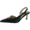 27 Edit Womens Toe Cap Leather Slingback Heels In Black