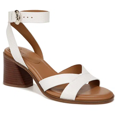 27 Edit Yumi Womens Leather Adjustable Slingback Sandals In White