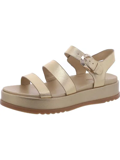 27 Edit Zizi Womens Faux Leather Round Toe Ankle Strap In Gold