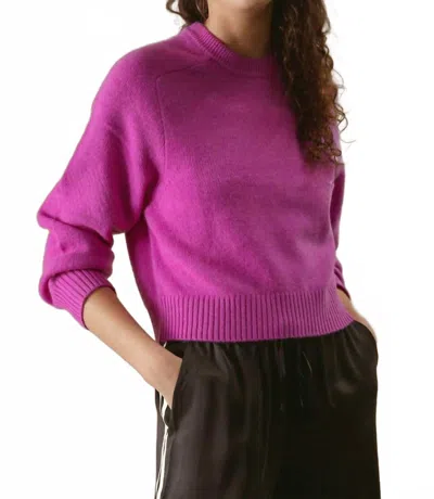 27 Miles Malibu Alyson Cropped Cashmere Crewneck Sweater In Fuchsia In Pink
