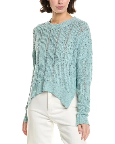 27 Miles Malibu Boucle Drop-stitch Linen & Silk-blend Sweater In Blue