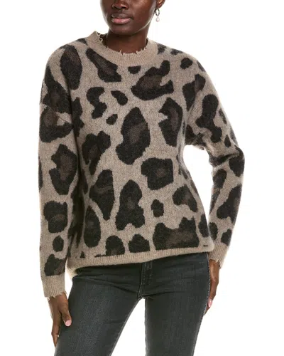 27 Miles Malibu Womens Cheetah Print Crewneck Cashmere, Silk & Mohair-blend In Brown