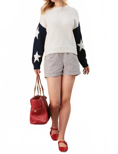 27 Miles Malibu Jennie Crew Neck Sweater In White In Multi