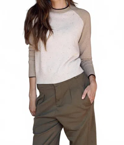 27 Miles Malibu Proctor Cashmere Baseball Pullover In Coconut Oatmeal Espresso In White