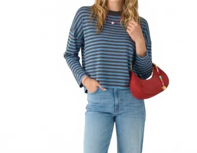 27 Miles Malibu Serena Long Sleeve Top In Denim/charcoal In Blue