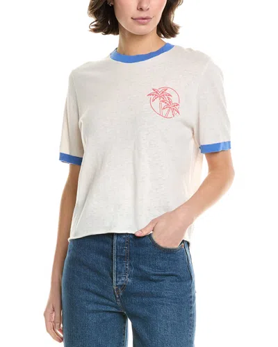 27 Miles Malibu Straight Fit Linen-blend T-shirt In Blue