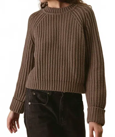 27 Miles Malibu Violetta Chunky Ribbed Cotton Sweater In Driftwood In Brown