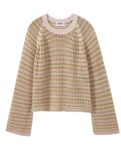 27 Miles Malibu Women's Casey Multi Color Open Stitch Pullover In Pink