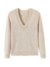 27 Miles Malibu Women's Suzan V Neck Sweater In Cloud In Neutral