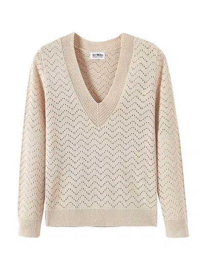 27 Miles Malibu Women's Suzan V Neck Sweater In Cloud In Neutral