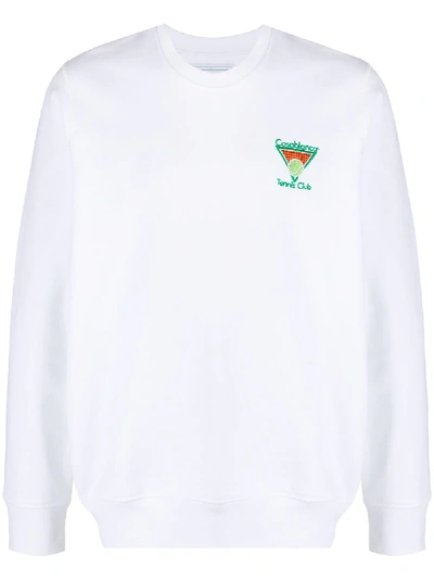 Casablanca Casa Tennis Logo-embroidered Loopback Cotton-jersey Sweatshirt In White