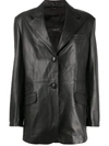 Manokhi Single Breasted Leather Jacket In Black