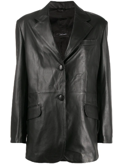 Manokhi Single Breasted Leather Jacket In Black