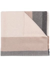 Brunello Cucinelli Wool And Cashmere Scarf With Check Motif In Neutrals