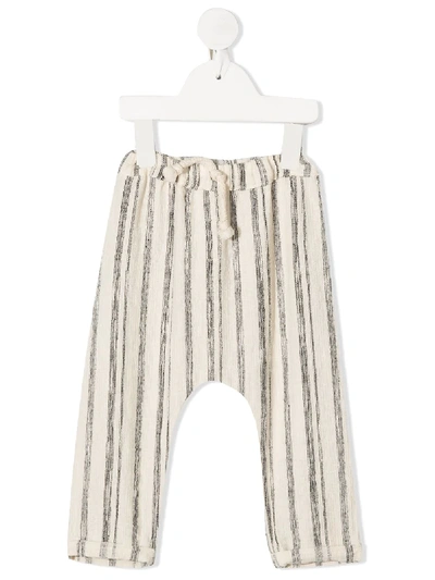 Message In The Bottle Babies' Drawstring Striped Trousers In Neutrals
