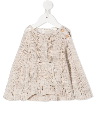 Message In The Bottle Babies' Ficelle Distressed Knit Jumper In Neutrals