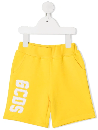 Gcds Babies' Embroidered Logo Shorts In Yellow