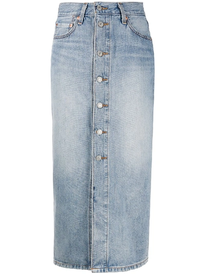 Levi's Front Button Denim Skirt In Blue