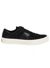 TOM FORD BLACK LEATHER SNEAKERS,11412979