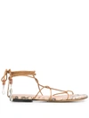 ISABEL MARANT BROWN LEATHER JINDIA SANDALS,11412915