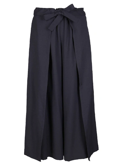 Issey Miyake Belted Wide Leg Trousers In Blue