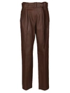 AGNONA BROWN LEATHER TROUSERS,11412855