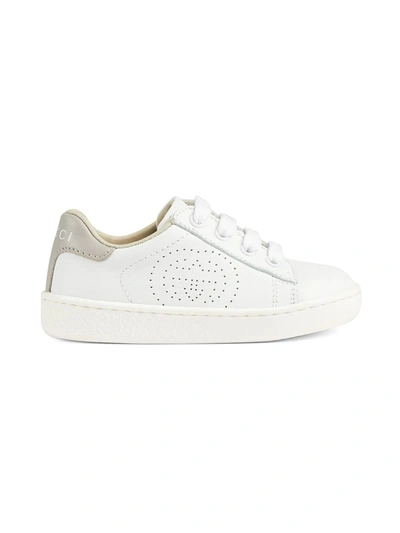 Gucci Kids' Ace Interlocking G Sneakers In White