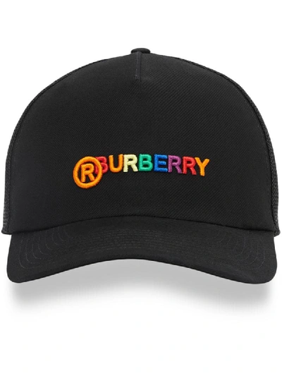Burberry Rainbow Logo Baseball Cap In Black