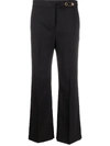 VERSACE SAFETY PIN DETAIL FLARED TROUSERS