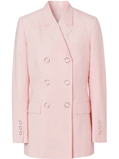 Burberry Tumbled Wool Double-breasted Blazer In Pink