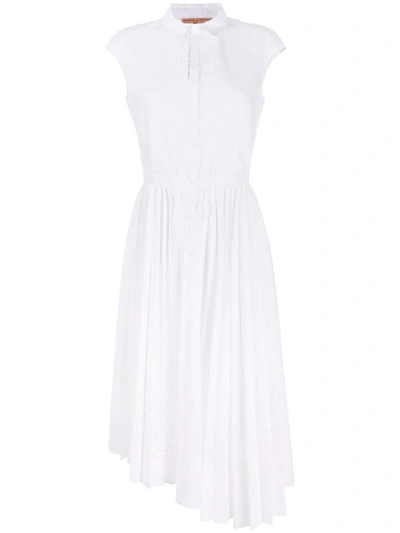 Ermanno Scervino Pleat-detailing Asymmetric Shirt Dress In White