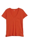 Madewell Whisper Cotton V-neck Pocket Tee In Thai Chili
