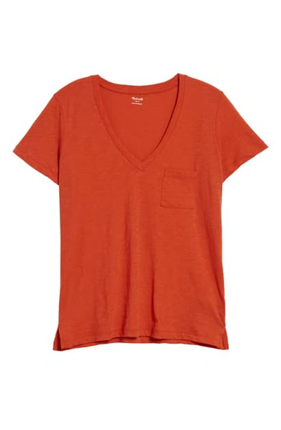 Madewell Whisper Cotton V-neck Pocket Tee In Thai Chili