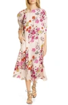 BYTIMO DELICATE DIAMOND JACQUARD FLORAL PRINT MIDI DRESS,2020515