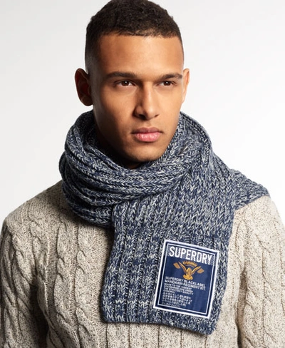 Superdry Super Cable Scarf In Blue | ModeSens