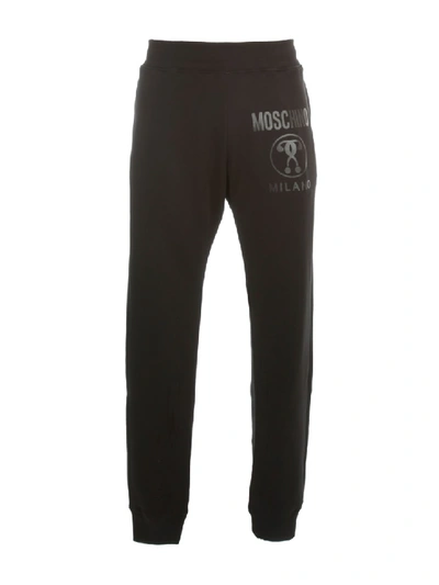 Moschino Logo Printed Cotton Sweatpants In Black