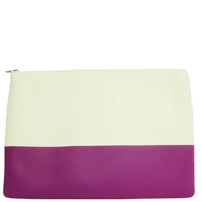 Pre-owned Celine Ivory/purple Leather Solo Bicolor Pouch