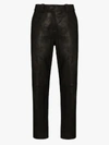 BALMAIN BLACK HIGH WAIST LEATHER TROUSERS,UF15942L02514948555