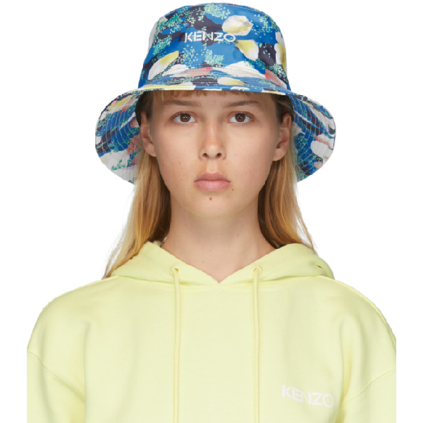 blue floral bucket hat