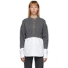 ALEXANDER WANG T ALEXANDERWANG.T GREY BI-LAYER OXFORD SHIRTING CARDIGAN