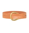 Bottega Veneta Horseshoe Buckle Double Strap Belt In Orange