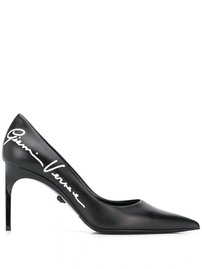 Versace Gv Signature 85 Pumps In Nappa Leather In Black