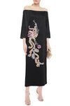 TEMPERLEY LONDON OFF-THE-SHOULDER EMBROIDERED SATIN MAXI DRESS,3074457345622749674