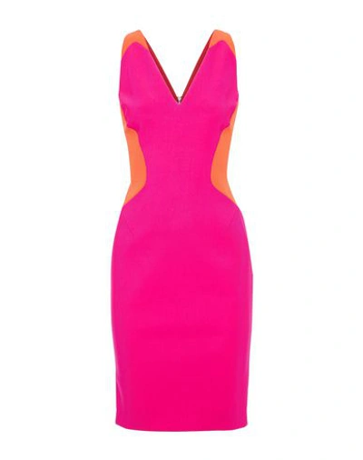 Mugler Two-tone Crepe-paneled Ponte Dress In Pink