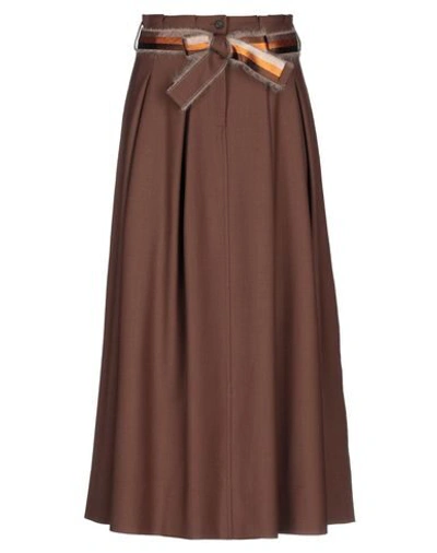 Via Masini 80 3/4 Length Skirts In Brown