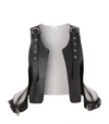 BURBERRY LEATHER BUCKLE-DETAIL WAISTCOAT,15512146