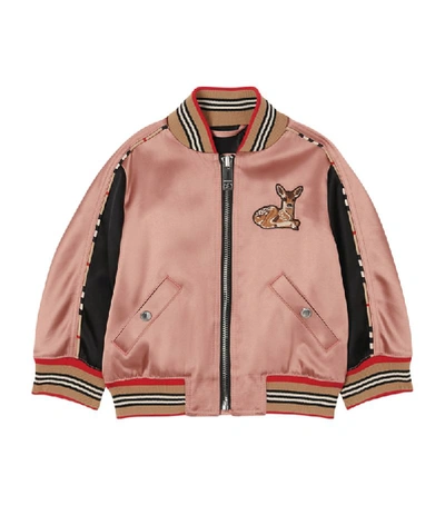 Burberry Babies' Kids Embroidered Deer Bomber Jacket (6-24 Months) In Pink